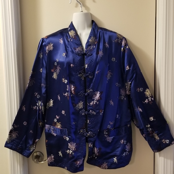 Reversible 100% Silk Asian style Blazer Size XXL. - Picture 2 of 6
